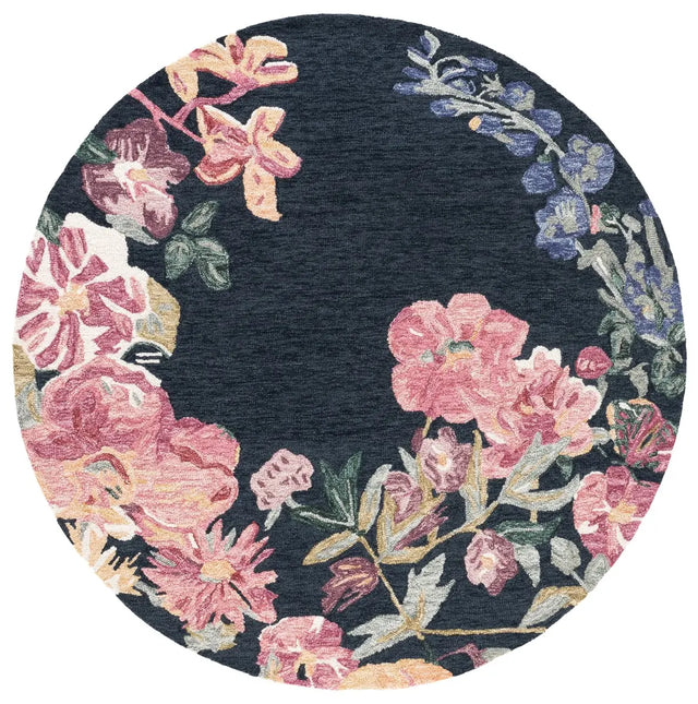 Safavieh Jardin 6'-0" x 6'-0" Rug in Navy / Pink