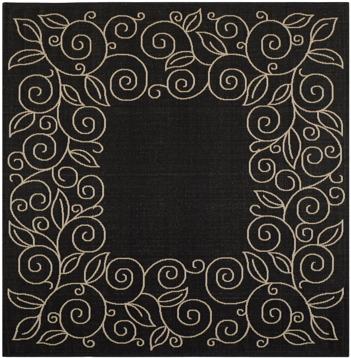 Safavieh Courtyard 6'-7" x 6'-7" Rug in Black / Beige