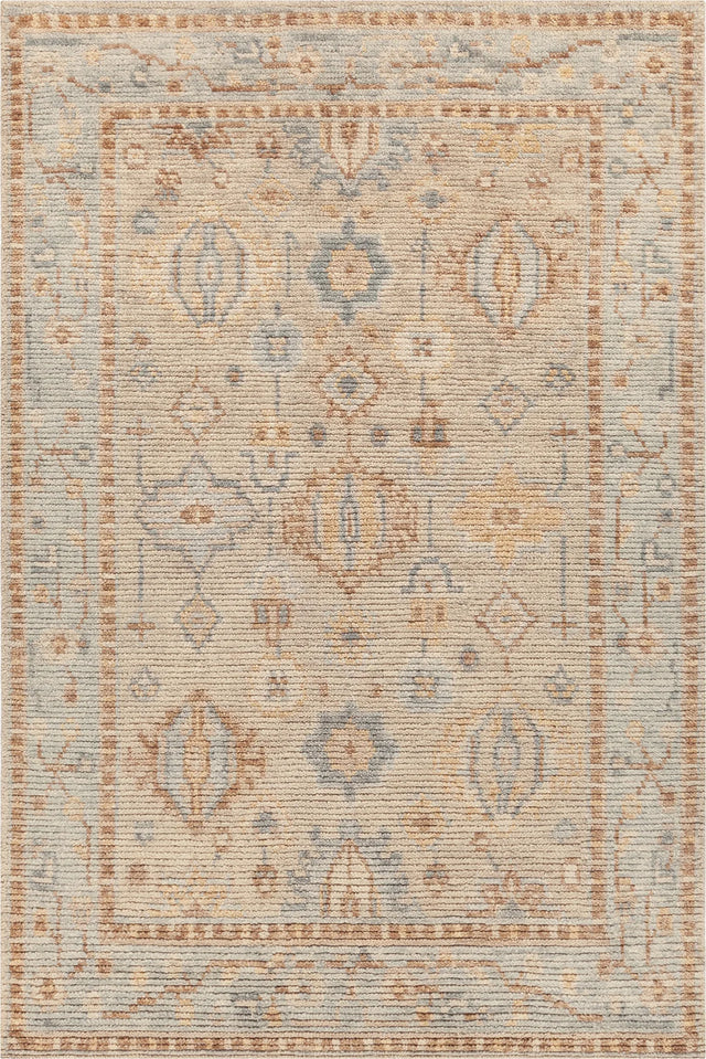 Chandra Yazmin YAZ-58202 Tan / Blue / Brown rug, flat view