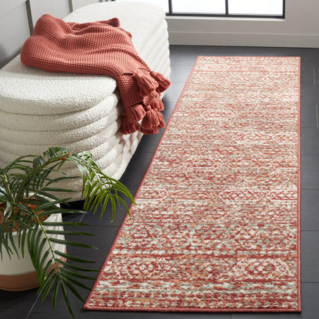 Safavieh Pyramid 2'-2" x 8'-0" Rug in Rust / Ivory Grey