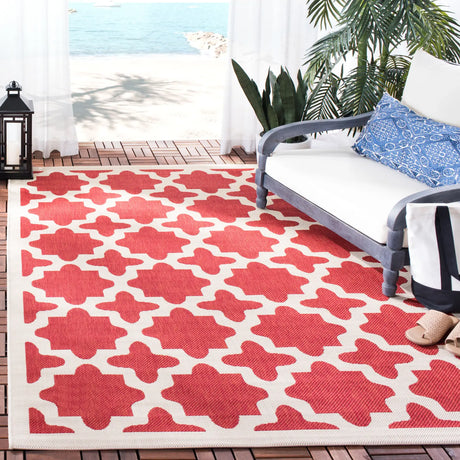 Safavieh Courtyard 5'-3" x 7'-7" Rug in Red / Bone