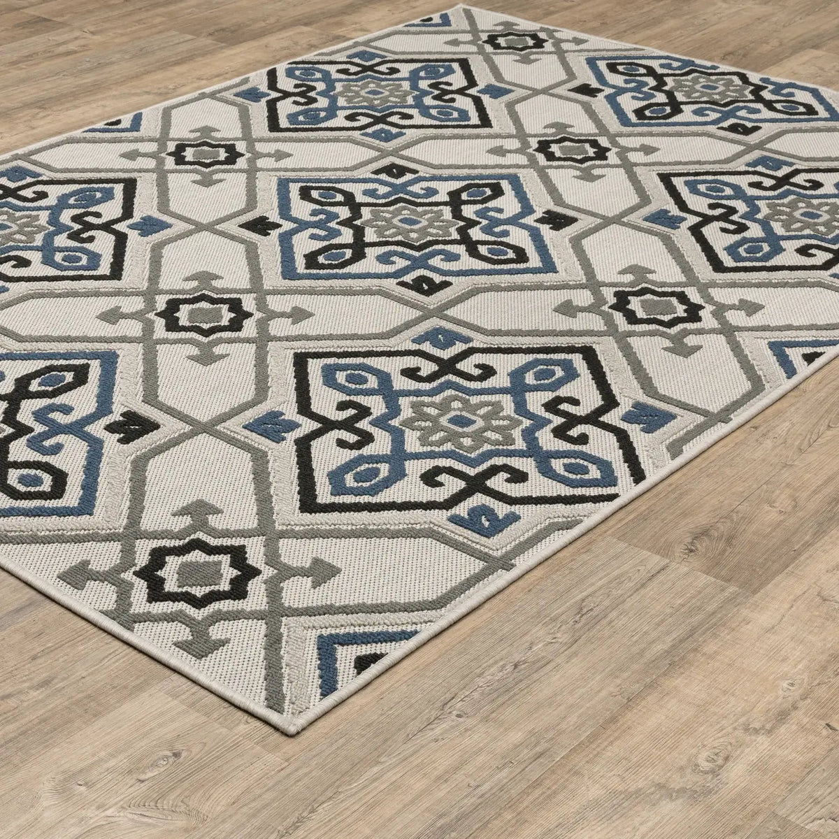 Oriental Weavers Torrey 004Y1 Beige/ Blue Rug - angle detail