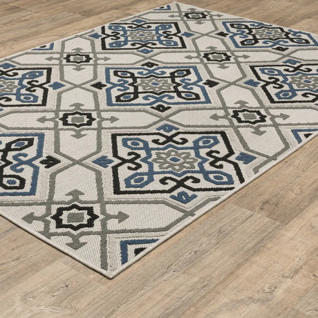 Oriental Weavers Torrey 004Y1 Beige/ Blue Rug - angle detail