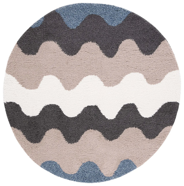 Safavieh Calico Shag 6'-7" x 6'-7" Rug in Black / Taupe