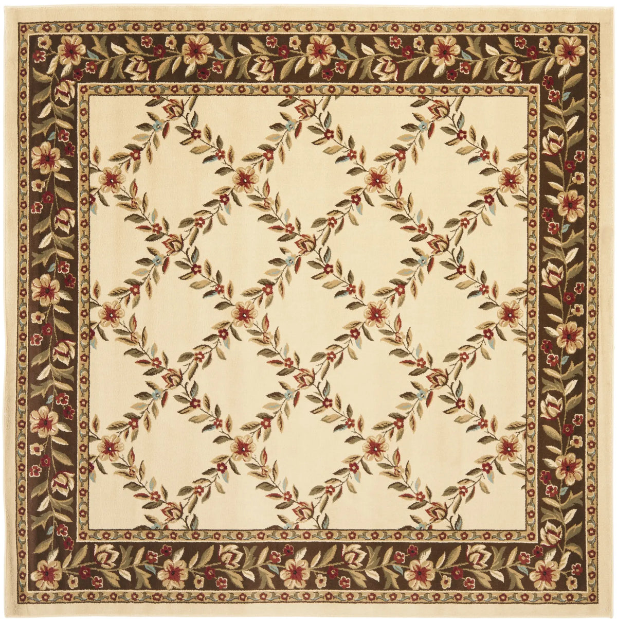 Safavieh Lyndhurst 6'-7" x 6'-7" Rug in Ivory / Brown