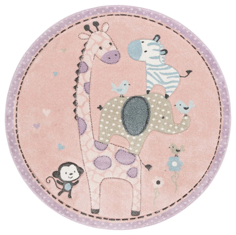 Safavieh Carousel Kids 100 5'-3" x 5'-3" Rug in Blush Pink