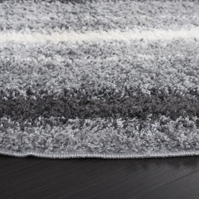 Safavieh Border & Stripe Shag 200 6'-7" x 6'-7" Rug in Grey / Black