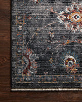 Loloi Samra Sam-08 Charcoal/Multi Rugs - corner on wood