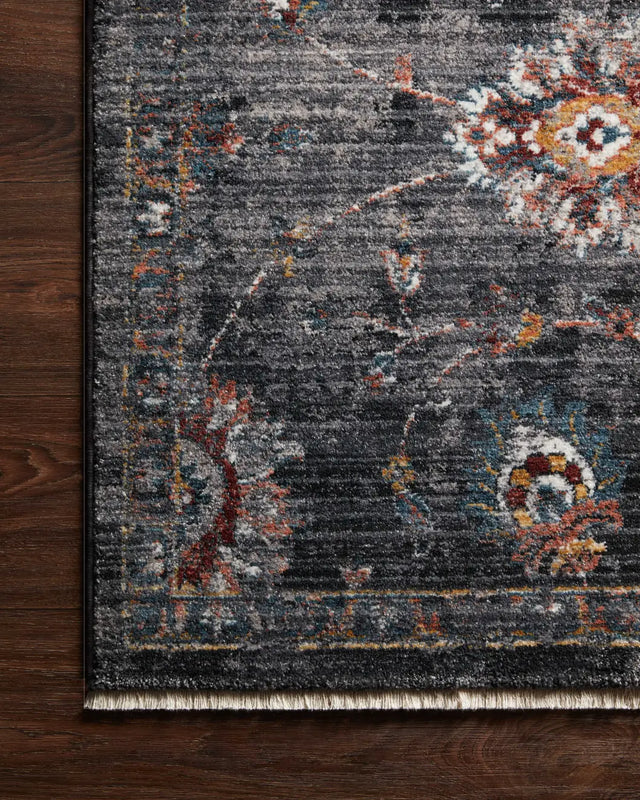 Loloi Samra Sam-08 Charcoal/Multi Rugs - corner on wood