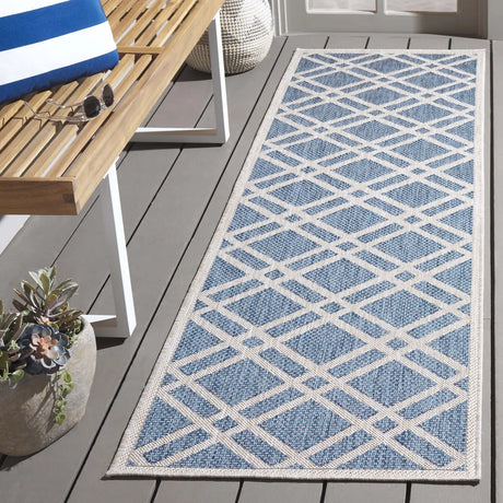 Safavieh Beach House 2'-2" x 10'-0" Rug in Blue / Ivory