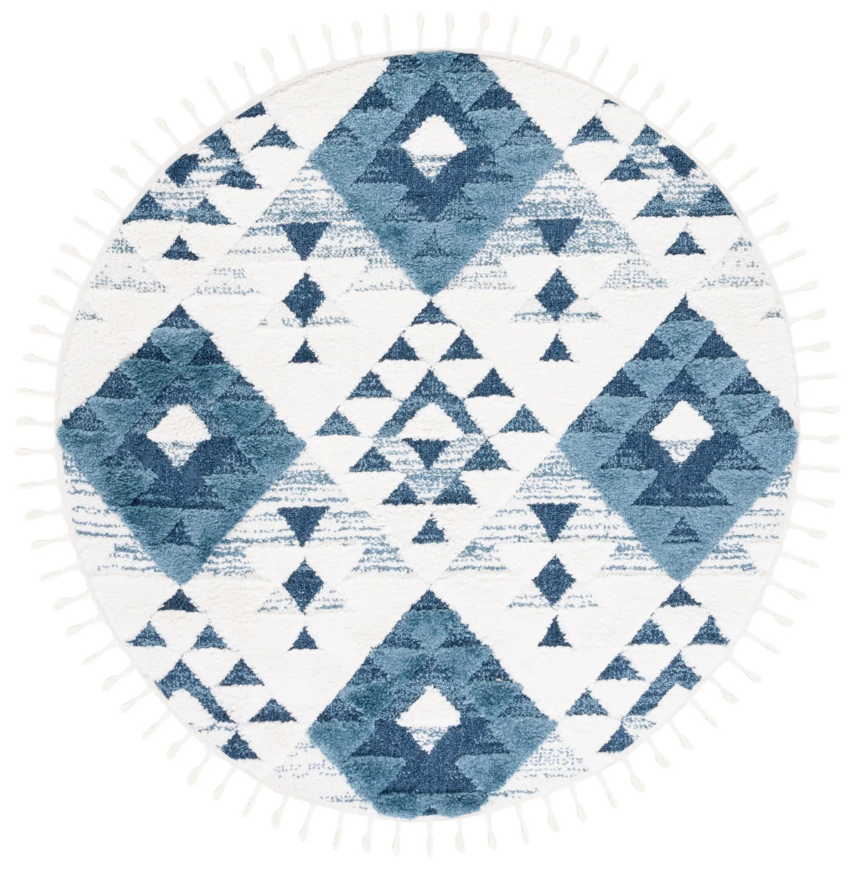 Safavieh Moroccan Tassel Shag 10'-0" x 10'-0" Rug in Blue / Ivory