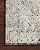 Loloi Theory Thy-05 Grey/Sand Rugs - corner on wood