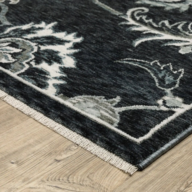 Oriental Weavers Sphinx ECHO ECH05 Blue Floral Rugs - corner detail