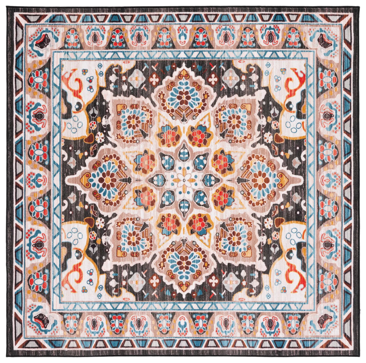 Safavieh Riviera 6'-7" x 6'-7" Rug in Beige / Charcoal