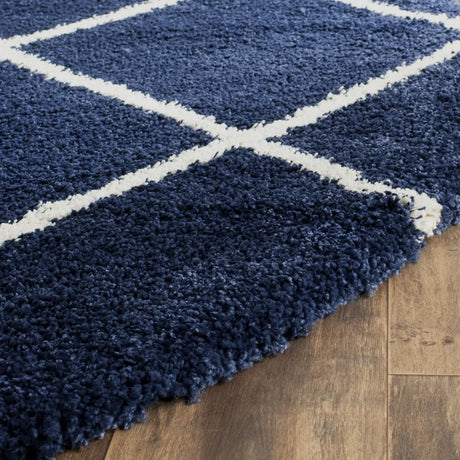 Safavieh Hudson Shag 5'-3" x 5'-3" Rug in Navy / Ivory