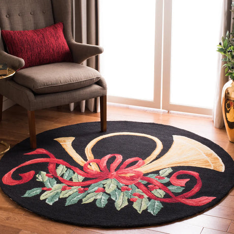 Safavieh Vintage Posters 5'-0" x 5'-0" Rug in Black / Multi