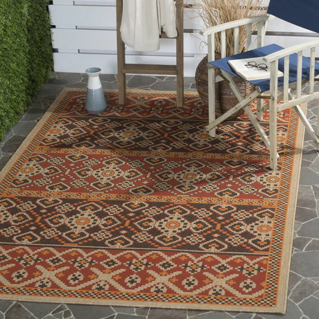 Safavieh Veranda 4'-0" x 5'-7" Rug in Red / Chocolate