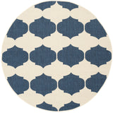 Safavieh Courtyard 5'-3" x 5'-3" Rug in Beige / Navy