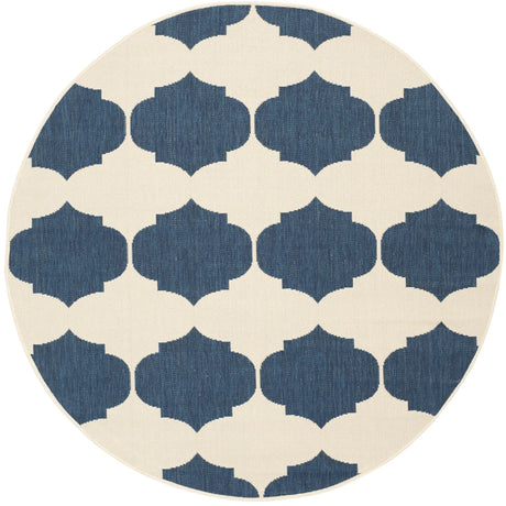 Safavieh Courtyard 5'-3" x 5'-3" Rug in Beige / Navy