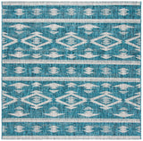 Safavieh Courtyard 6'-7" x 6'-7" Rug in Teal / Grey