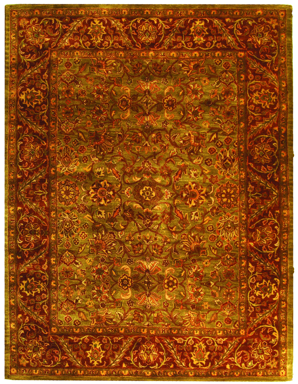 Safavieh Golden Jaipur 9'-6" x 13'-6" Rug in Green / Rust