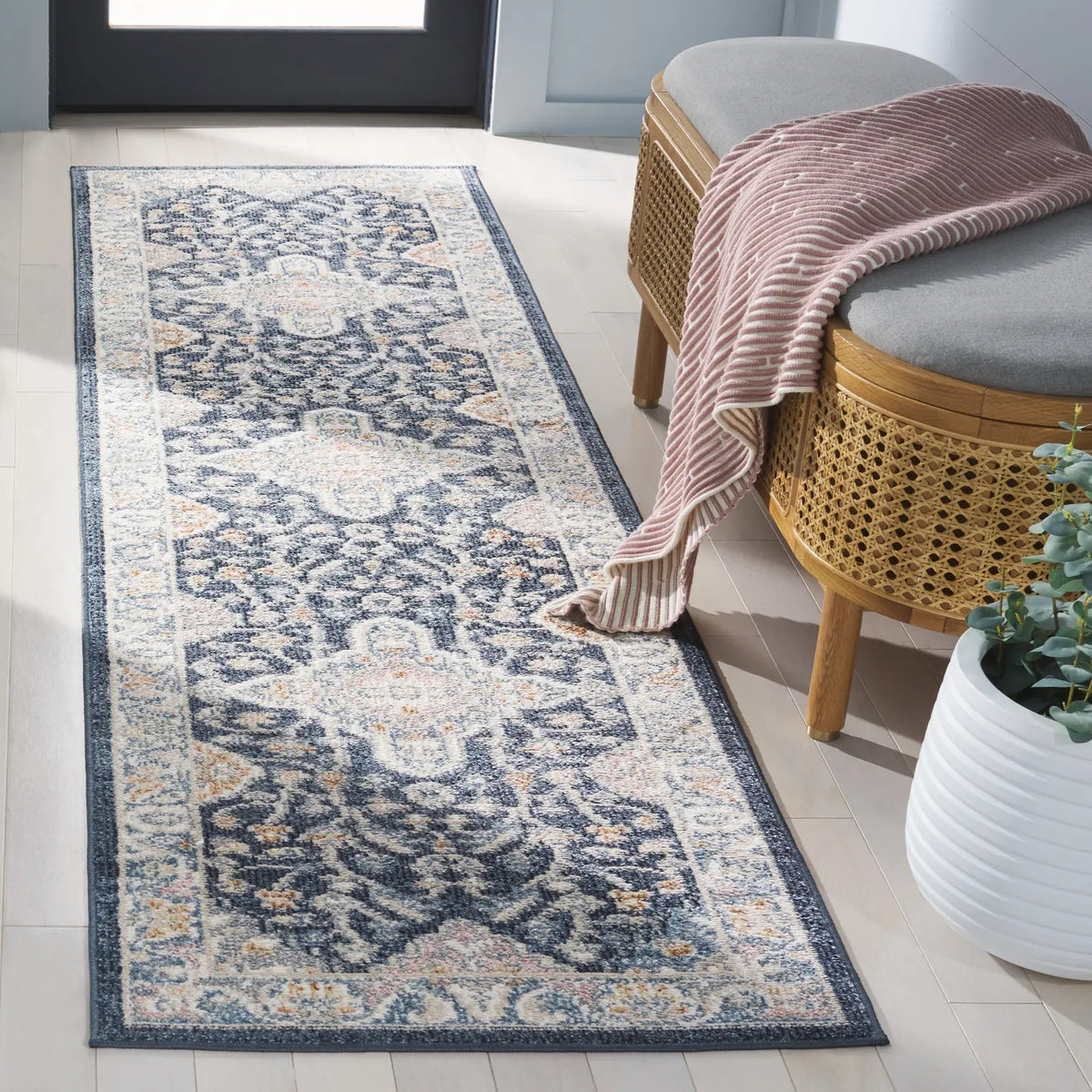 Safavieh Blair Washable 2'-2" x 8'-0" Rug in Navy / Blue