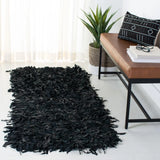 Safavieh Leather Shag 2'-3" x 11'-0" Rug in Black