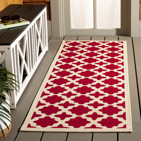 Safavieh Courtyard 2'-3" x 10'-0" Rug in Red / Bone
