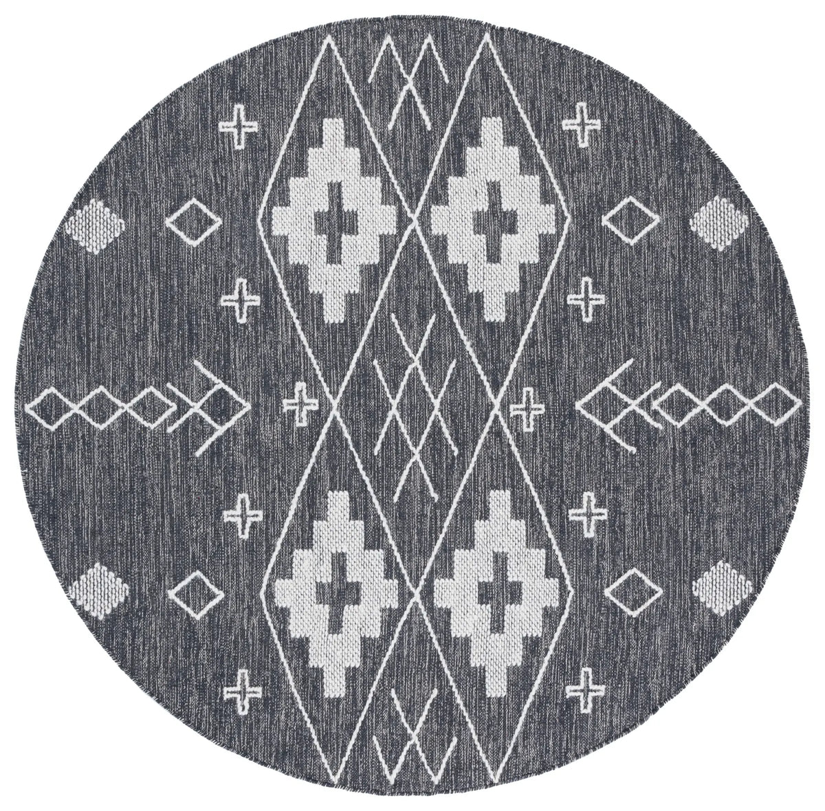Safavieh Kilim 6'-0" x 6'-0" Rug in Charcoal / Ivory