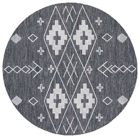 Safavieh Kilim 6'-0" x 6'-0" Rug in Charcoal / Ivory