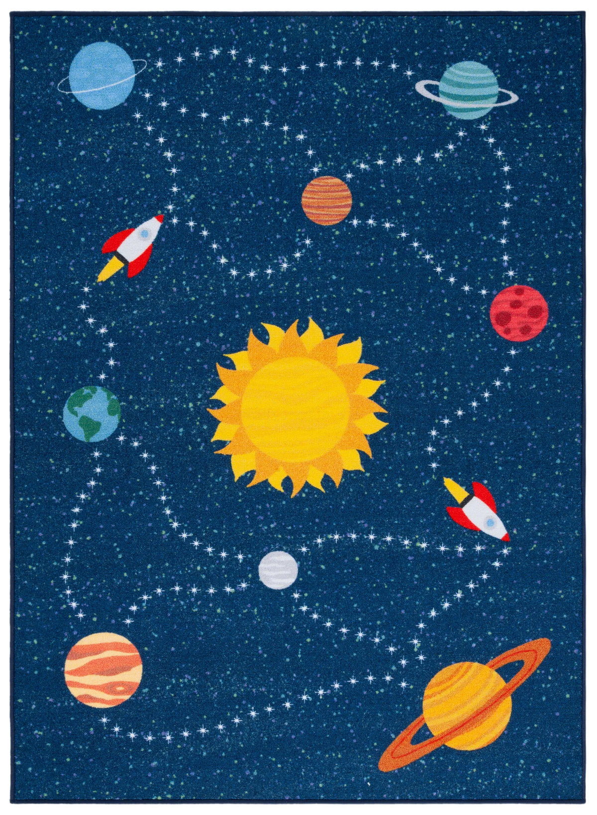 Safavieh Kids Playhouse 200 4'-4" x 6'-0" Rug in Navy / Gold