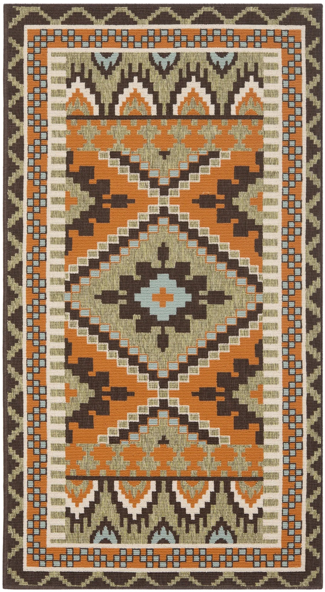Safavieh Veranda 2'-7" x 5'-0" Rug in Green / Terracotta