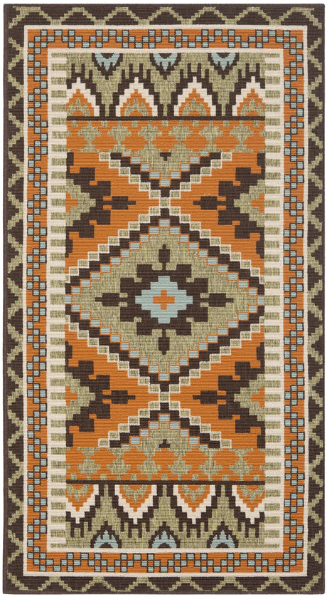 Safavieh Veranda 2'-7" x 5'-0" Rug in Green / Terracotta