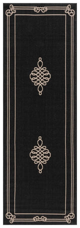Safavieh Courtyard 2'-7" x 8'-2" Rug in Black / Creme