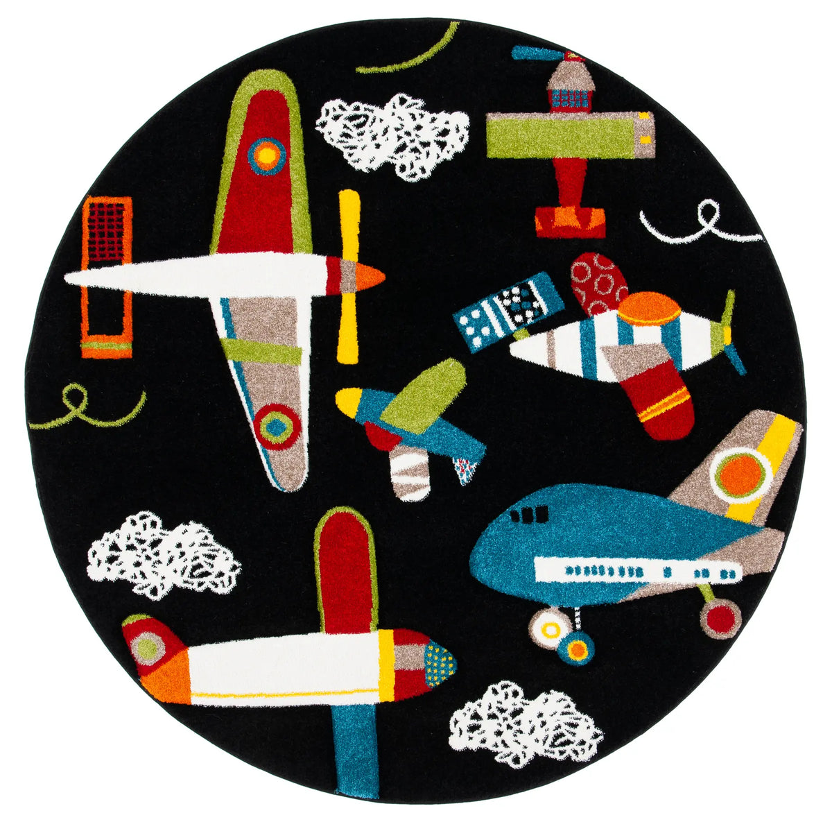 Safavieh Carousel Kids 100 5'-3" x 5'-3" Rug in Black / Ivory