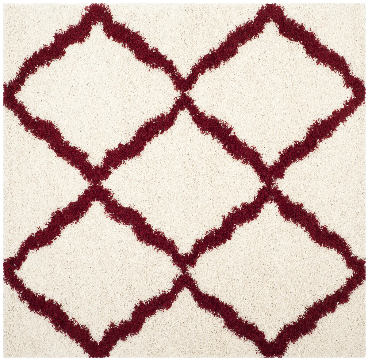 Safavieh Sgd-Dallas Shag 6'-0" x 6'-0" Rug in Ivory / Red