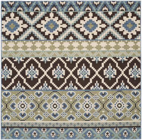 Safavieh Veranda 6'-7" x 6'-7" Rug in Chocolate / Blue