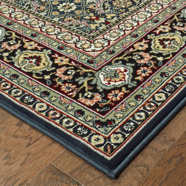 Oriental Weavers Sphinx Kashan 180L1 Navy / Multi Rugs - corner detail