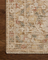 Loloi Clarisse CLS-01 Traditional Power Loomed Sand, Multi Rug - corner on wood