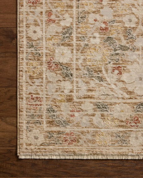 Loloi Clarisse CLS-01 Traditional Power Loomed Sand, Multi Rug - corner on wood