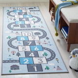 Safavieh Kids Playhouse 200 2'-2" x 10'-0" Rug in Grey / Blue