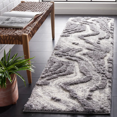 Safavieh Hi-Lo Shag 2'-2" x 8'-0" Rug in Grey / Light Grey
