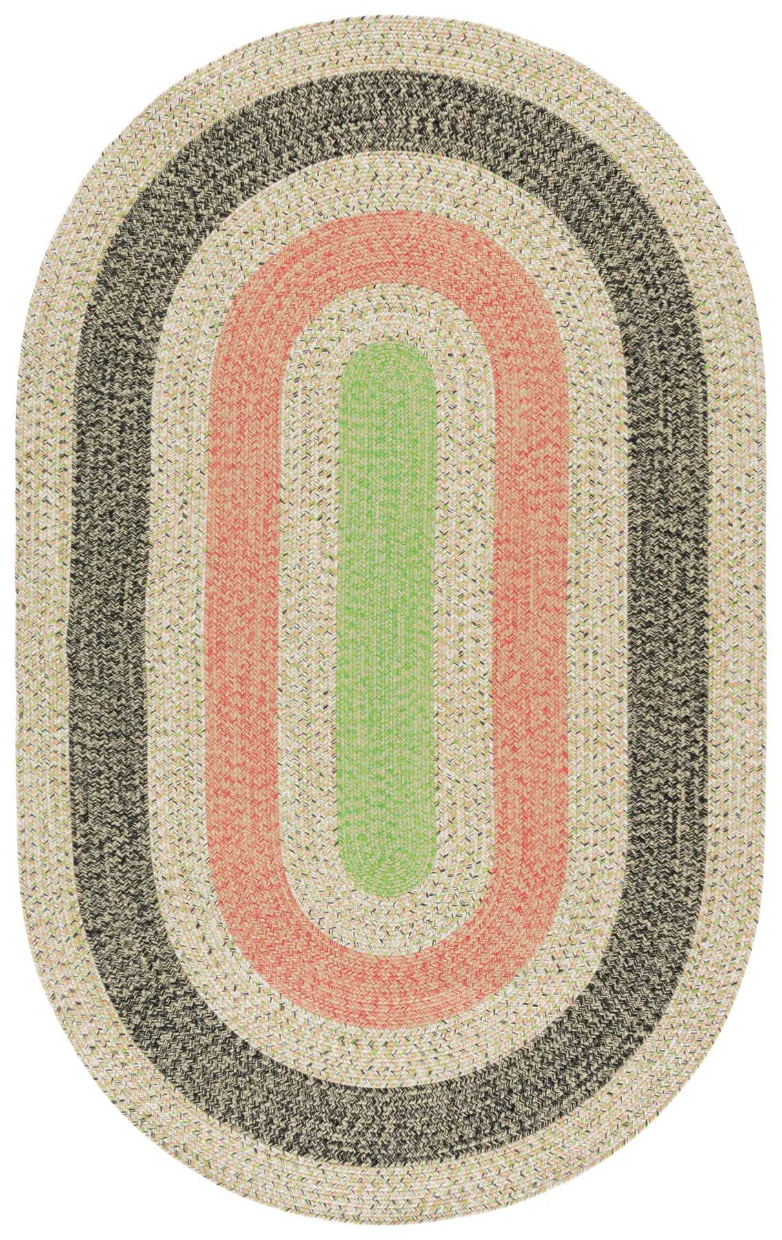 Safavieh Braided 5'-0" x 8'-0" Rug in Black / Light Green