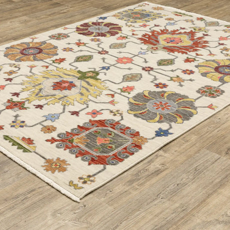 Oriental Weavers Lucca 8111W Ivory/ Multi Rug - angle detail