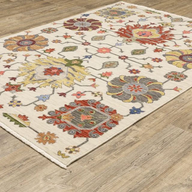 Oriental Weavers Lucca 8111W Ivory/ Multi Rug - angle detail