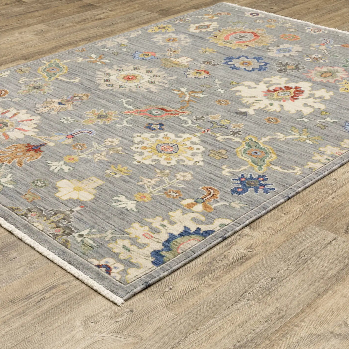 Oriental Weavers Lucca 5507E Grey/ Multi Rug - angle detail