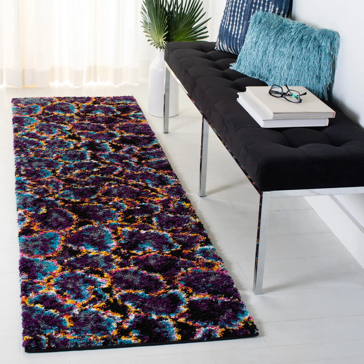 Safavieh Fiesta Shag 2'-3" x 6'-0" Rug in Turquoise / Multi