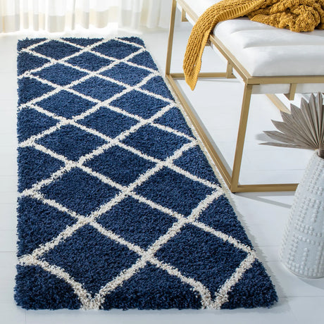 Safavieh Hudson Shag 2'-3" x 8'-0" Rug in Navy / Ivory