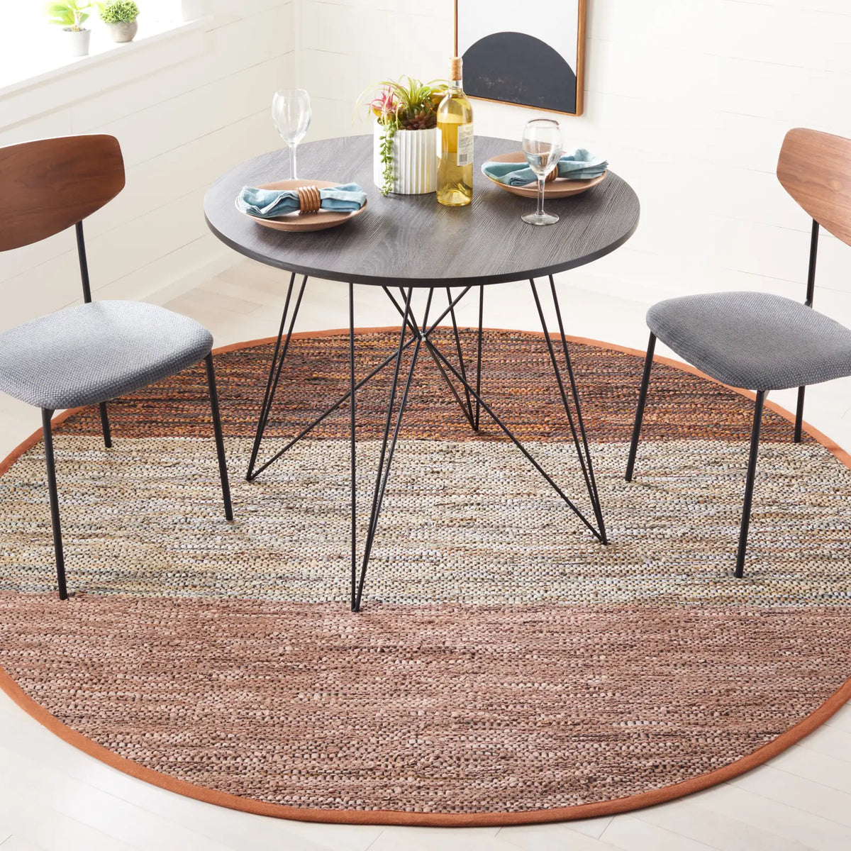 Safavieh Vintage Leather 7'-0" x 7'-0" Rug in Rust / Grey