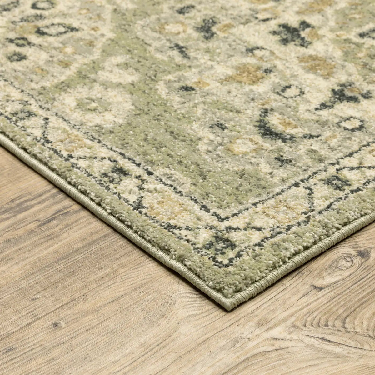 Oriental Weavers Sphinx Florence 4334E Green/ Ivory Rugs - corner detail